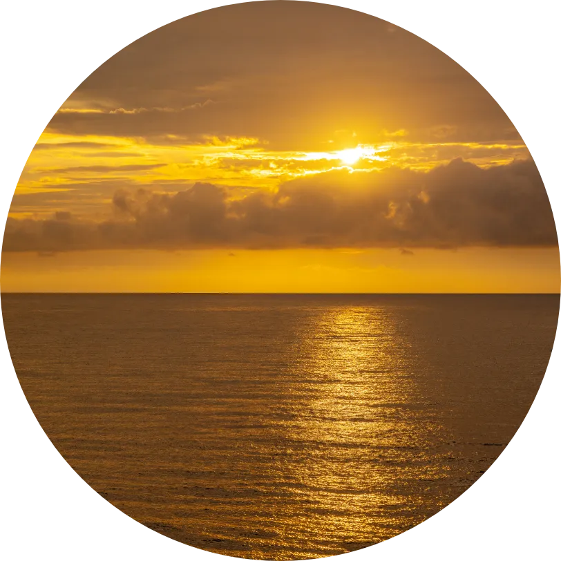夕陽が見える海の画像